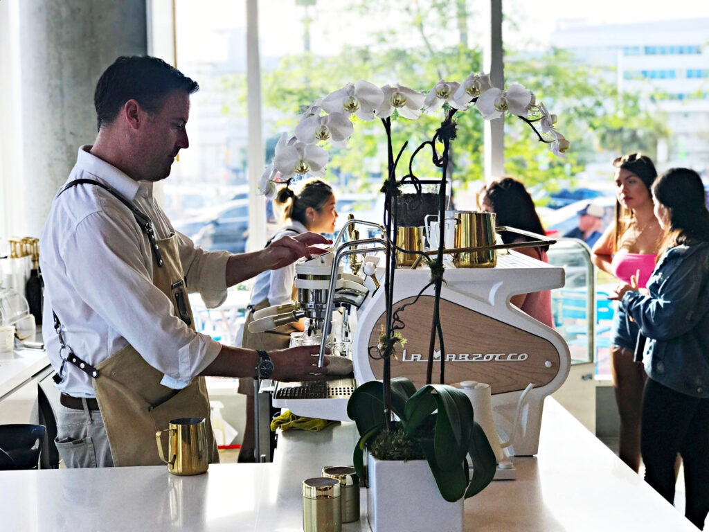 Barista making coffee on lincoln road